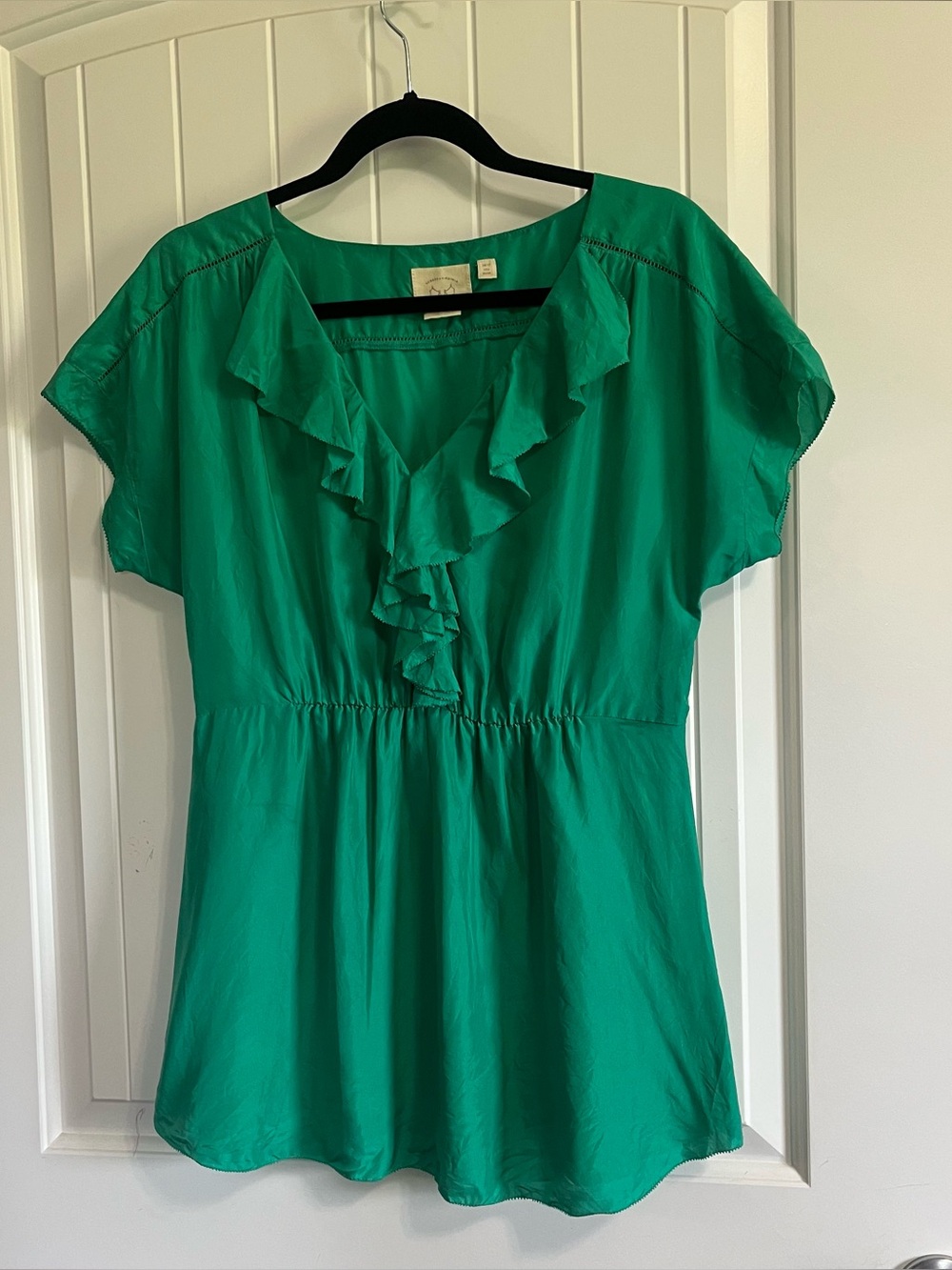 Vanessa Virginia 100% Silk Blouse Anthropologie Brand Size US 6 Small Ruffles
